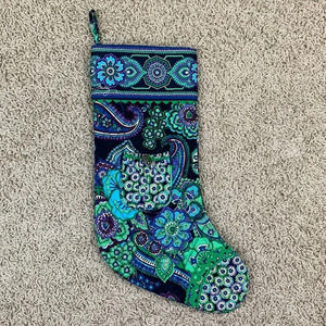 Vera Bradley blue green Christmas stocking